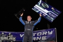 Eric Spangler celebrates June 20's Dan Salay Memorial victory as he earned $11,000 at Crystal (Mich.) Motor Speedway. (Chris Johnston)