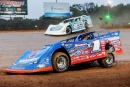 Brandon Sheppard (1) outran Devin Moran (99) on June 26 at Lernerville Speedway in Sarver, Pa., to capture a Firecracker 100 semifeature on the Lucas Oil Series. (heathlawsonphotos.com)