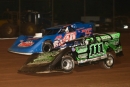 Winner Drake Troutman (48) and Max Blair (111) battle for the early lead in July 1's Jay's Automotive United Late Model Series action at Michaels Mercer (Pa.) Raceway. (Todd Battin)