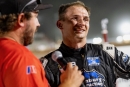 Dustin Sorensen soaks up his $10,555 Duane Mahder Memorial victory July 18 at Cedar Lake Speedway in New Richmond, Wis. (highsideraceshots.com)