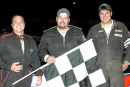Drivers Jimmy Schram, Rob Mayea (middle) and Casey Vitale registered podium finishes in the 2004 Weld Racing Wheels 50 at Willamette Speedway in Lebanon, Ore. Mayea topped 49 other entries to win, while Schram was second and Vitale third. (Steve Reeck)