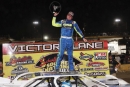 Ashton Winger celebrates a $7,544 victory in July 17&#039;s Schaeffer&#039;s Southern Nationals-sanctioned Roscoe Smith Classic at Senoia (Ga.) Raceway. (Anthony Neff)