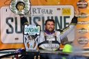 Ryan Gustin celebrates Jan. 24 in victory lane after winning the World of Outlaws Late Model Series opener at Volusia Speedway Park. (mikerueferphotos.photoreflect.com)