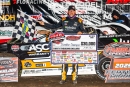 Jonathan Davenport poses in victory lane after winning May 10&#039;s Lucas Oil Series-sanctioned FALS Spring Shootout at Fairbury (Ill.) Speedway. (heathlawsonphotos.com)