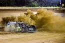 Travis Brown celebrates July 3&#039;s Super Late Model feature at Tyler County Speedway in Middlebourne, W.Va. (Zach Yost)