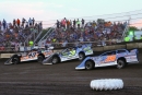 Brian Shirley (3s) looks for the lead July 25 at Fairbury (Ill.) Speedway en route to a Prairie Dirt Classic semifeature victory. (joshjamesartwork.com)