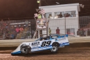 Mike Spatola takes the checkers Sunday at Coles County Speedway for a $10,000 Rural King Road to the Dome victory. (brendonbauman.com)