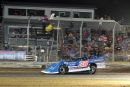 Dennis Erb Jr. takes the checkers Oct. 3 at Humboldt (Kan.) Speedway for his first World of Outlaws Real American Beer Late Model Series victory since June 2023. (photosbyboyd.smugmug.com)