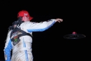 Ashton Winger drops his steering wheel in victory lane Oct. 4 at Fairbury (Ill.) Speedway after winning the MARS Championship Series finale. (joshjamesartwork.com)